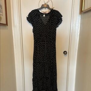 Old Navy Black and White Polka Dot Midi Dress